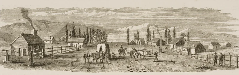 Salt Lake City 1850, från "American Pictures", publicerad av The Religious Tract Society, 1876